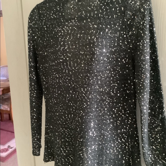 NY Collection Cardigan gray sequins size S nice Fall & Winter Holiday Ready - Picture 6 of 11